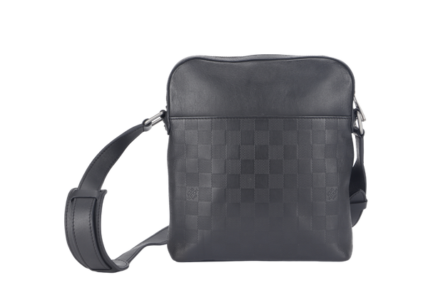 LOUIS VUITTON INFINI DISTRICT (N23355) BLACK DAMIER SILVER HARDWARE CROSSBODY WITH DUST COVER