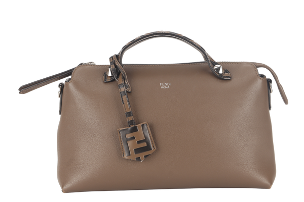 FENDI BY THE WAY&nbsp;(8BL146) MEDIUM BROWN LEATHER SILVER HARAWARE WITH STRAPS AND DUST COVER