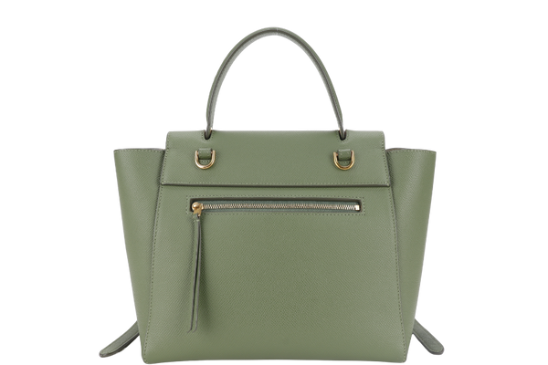 CELINE MICRO BELT BAG GREEN LEATHER GOLD HARDWARE WITH STRAPS AND DUST COVER