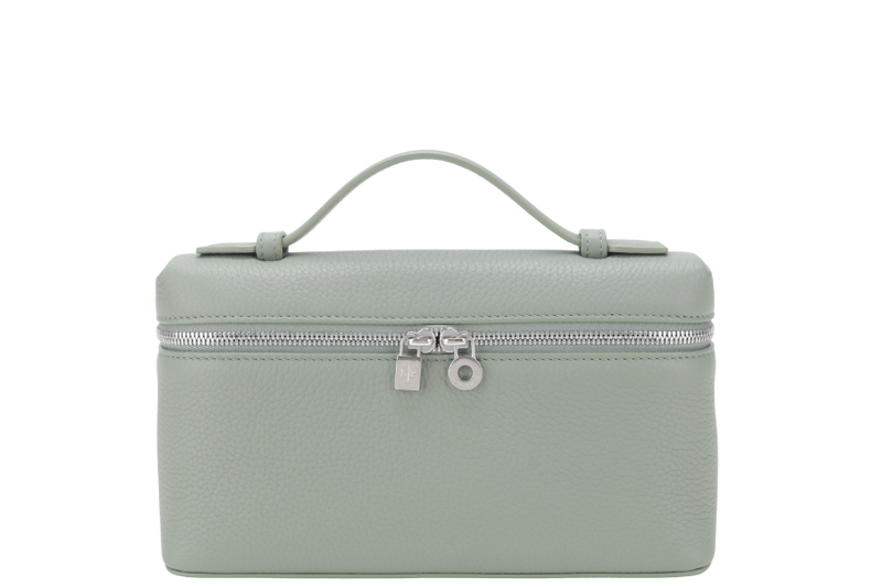 LORO PIANA EXTRA POCKET L19 GRAINED CALFSKIN SAGE BRUSH LEAVES (5OUB) COLOR SILVER HARDWARE WITH DUST COVER AND BOX