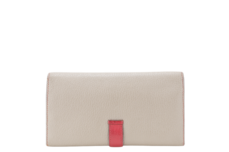HERMES BEARN WALLET KHAKI BICOLOR CHEVRE MYSORE SILVER HARDWARE STAMP N SQUARE (YEAR 2010) NO DUST COVER
