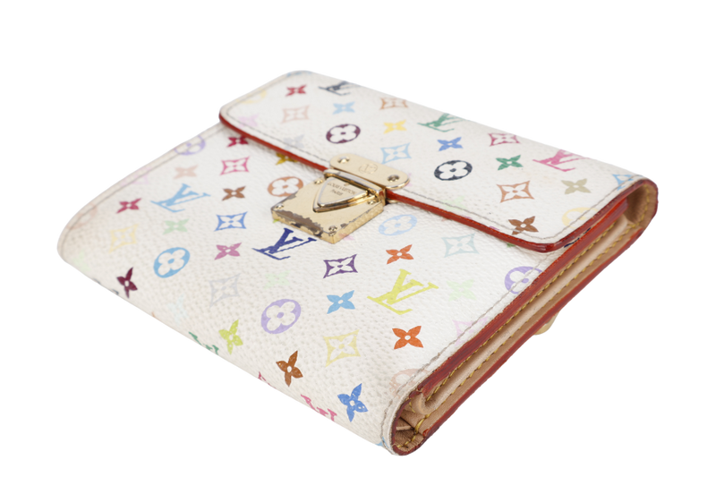 LOUIS VUITTON M58014 PORTEFEIULLE KOALA TRI-FOLD WHITE MULTICOLOR MONOGRAM CANVAS WALLET GOLD HARDWARE TH1025 NO DUST COVER