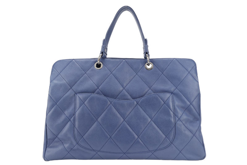 CHANEL TIMELESS SOFT SHOPPER TOTE BLUE CAVIAR LEATHER SILVER HARDWARE (1277xxxx) WITH DUST COVER