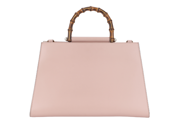 GUCCI NIMFAIR BAMBOO TOP HANDLE ( 453764.213317) LARGE MINI PINK LEATHER GOLD HARDWARE WITH LONG STRAP AND DUST COVER