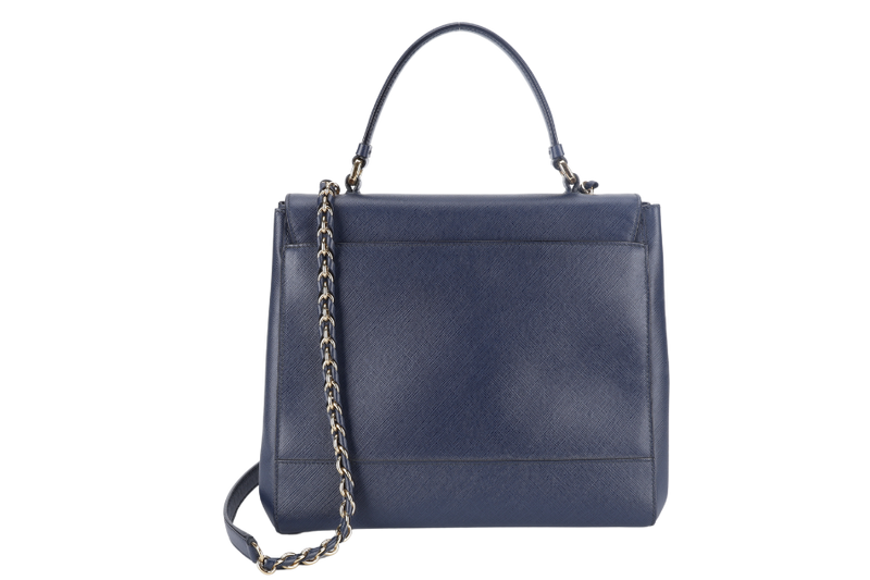 SALVATORE FERRAGAMO 21F558 CARRIE BLUE CALF LEATHER BAG WITH DUST COVER