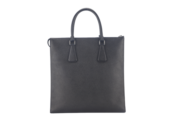 PRADA MEDIUM TOTE BAG (2VG079) BLACK SAFFIANO LEATHER SILVER HARDWARE NO DUST COVER