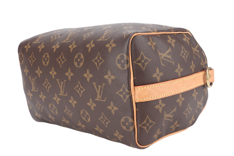 LOUIS VUITTON M46997 SPEEDY BANDOULIERE 25 MONOGRAM COATED CANVAS GOLD HARDWARE WITH PADLOCK AND KEYS NO DUST COVER