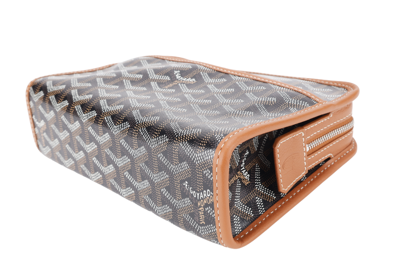 GOYARD JOUVENCE PM TOILETRY BAG BLACK AND TAN COLOR WITH DUST COVER