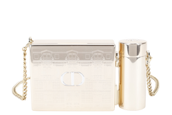 CHRISTIAN DIOR HOLIDAY LIMITED EDITION GOLD METAL MAKE UP CLUTCH CROSSBODY BAG GOLD HARDWARE WITH DUST COVER