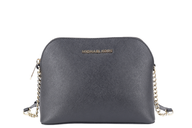 MICHAEL KORS SLING BAG BLACK LEATHER GOLD HARDWARE WITH DUST COVER
