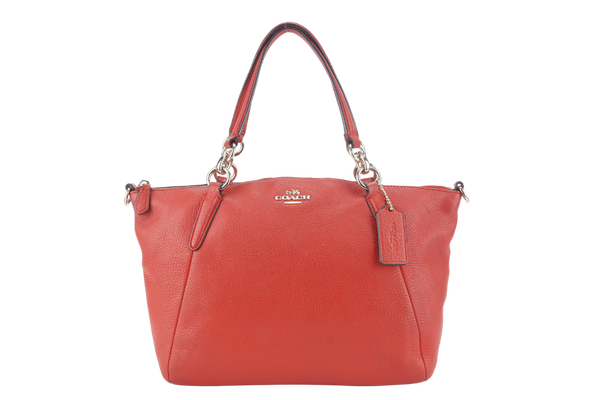 COACH F36675 SMALL KELSEY SATCHEL BRIGHT ORANGE CARMINE PEBBLE LEATHER