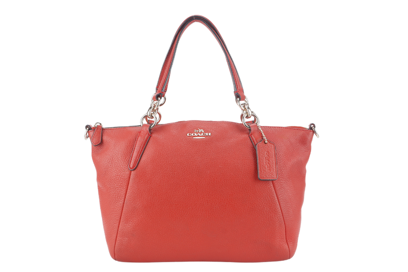 COACH F36675 SMALL KELSEY SATCHEL BRIGHT ORANGE CARMINE PEBBLE LEATHER