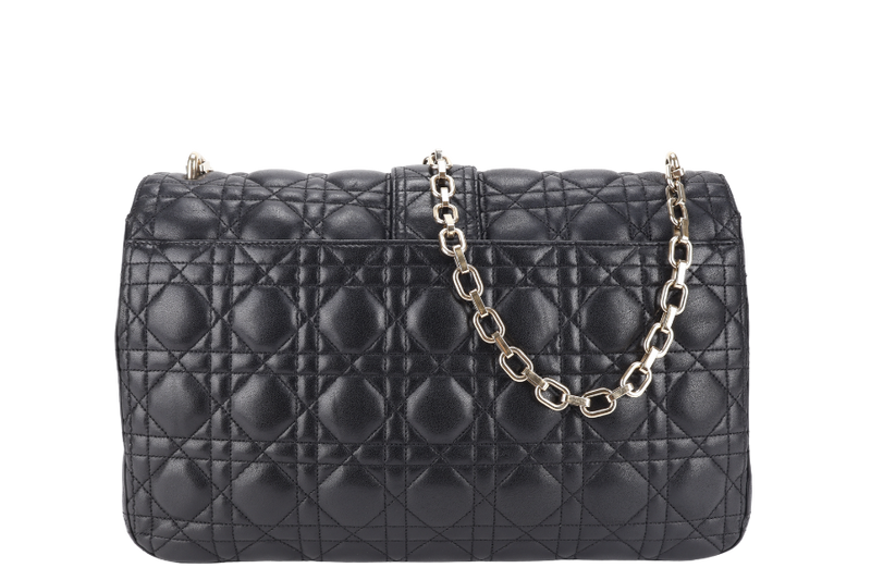 CHRISTIAN DIOR NEW LOCK FLAP BAG BLACK LAMBSKIN LEATHER GOLD HARDWARE WITH KEYS NO DUST COVER