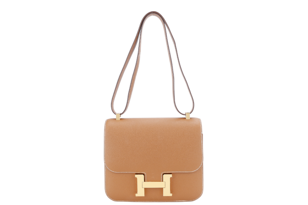 HERMES CONSTANCE 24 STAMP C (YEAR 2018) GOLD EPSOM GOLD HARDWARE WITH DUST COVER AND BOX