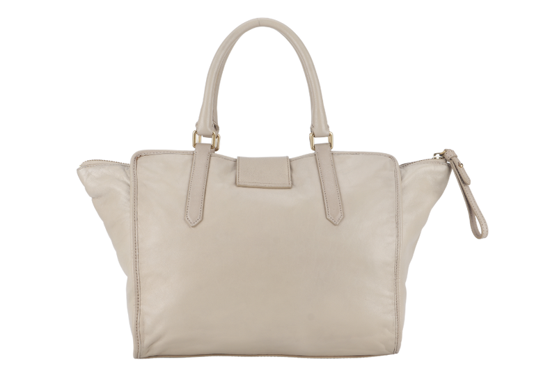 MARC JACOB TOTE BEIGE LARGE CALF LEATHER GOLD HARDWARE WITH DUST COVER