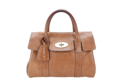 MULBERRY BAYSWATER SMALL BROWN LEATHER GOLD HARDWARE WITH LEATHER STRAPS AND DUST COVER