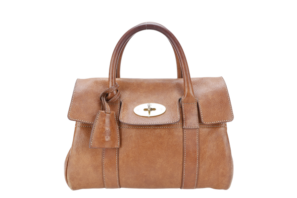 MULBERRY BAYSWATER SMALL BROWN LEATHER GOLD HARDWARE WITH LEATHER STRAPS AND DUST COVER