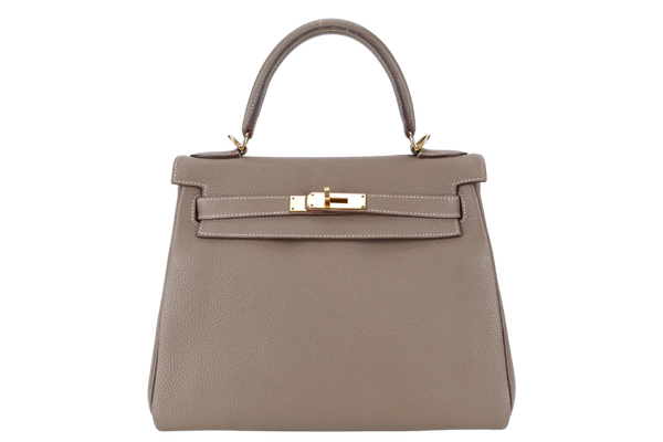 HERMES KELLY 28 RETOURNE ETOUPE TOGO GOLD HARDWARE STAMP X (2016) WITH DUST COVER, KEYS, LOCK STRAPS AND ORGANISER