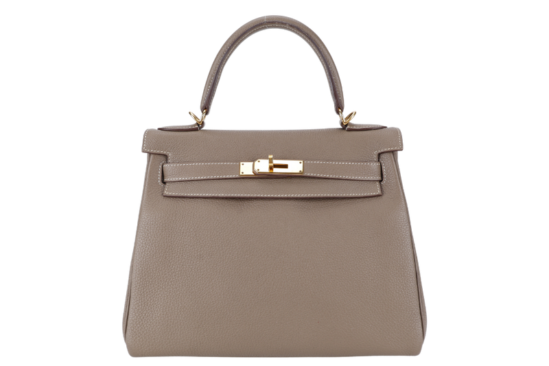 HERMES KELLY 28 RETOURNE ETOUPE TOGO GOLD HARDWARE STAMP X (2016) WITH DUST COVER, KEYS, LOCK STRAPS AND ORGANISER