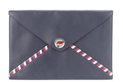 CHANEL ENVELOPE CLUTCH BLUE LEATHER SILVER HARDWARE (2254xxxx} WITH SMALL POUCH