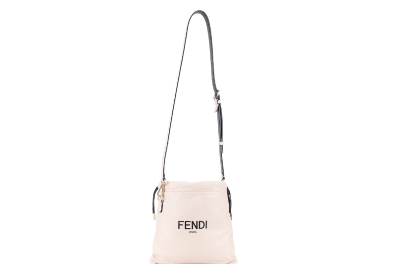FENDI PACK DRAWSTRING IN PINK LAMBSKIN GOLD HARDWARE WITH STRAPS WITH DUST COVER