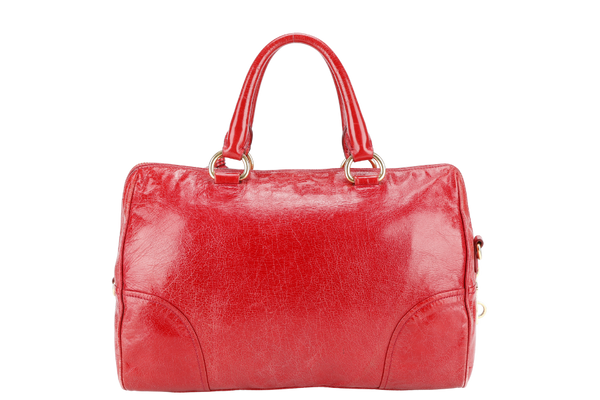 PRADA RED VITELLO SHINE LEATHER (BL0822) ZIP TOTE BAG WITH STRAPS, CARD, KEYS&LOCK AND DUST COVER