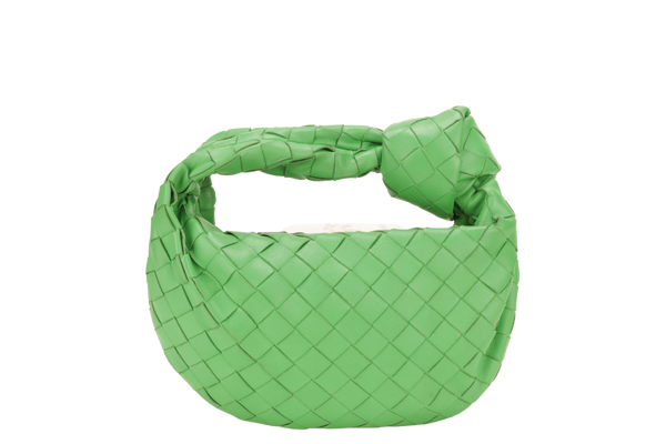 BOTTEGA VENETA JODIE INTRECCIATO HOBO BAG SMALL GREEN LEATHER GOLD HARDWARE WITH CARD AND DUST COVER