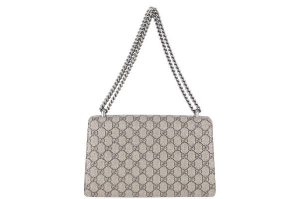 GUCCI DIONYSUS MEDIUM SHOULDER BAG TAUPE COLOR GG MONOGRAM CANVAS SILVER HARDWARE WITH DUST COVER