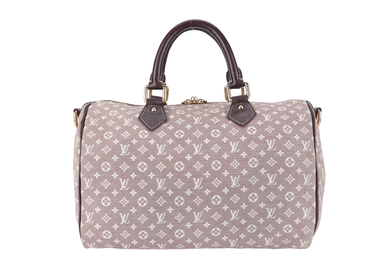 LOUIS VUITTON SPEEDY BANDOULIERE 30 (MB3140) MINI LIN CANVAS GOLD HARDWARE WITH STRAP AND DUST COVER