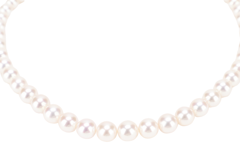 TASAKI PEARL NECKLACE 36.0G 7.5-8.0MM SV SETTINGS 40CM WITH BOX