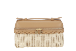 LORO PIANA EXTRA POCKET L19 EAST-WEST WICKER MALT/LIGHT BAMBOO (B4AG) GOLD HARDWARE WITH STRAPS AND DUST COVER