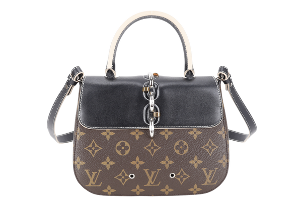 LOUIS VUITTON M44115 CHAIN IT BLACK CALFSKIN x MONOGRAM SILVER HARDAWARE, GOLD HARDWARE WITH STRAPS AND DUST COVER