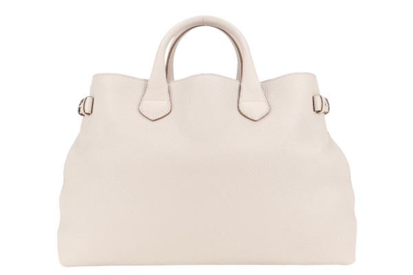 BURBERRY BEIGE BANNER HOUSE CHECK DERBY TOTE CALF LEATHER GOLD HARDWARE WITH STRAPS AND DUST COVER