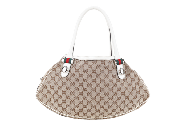 GUCCI ABBEY GG BROWN CANVAS SHOULDER TOTE WITH DUST COVER