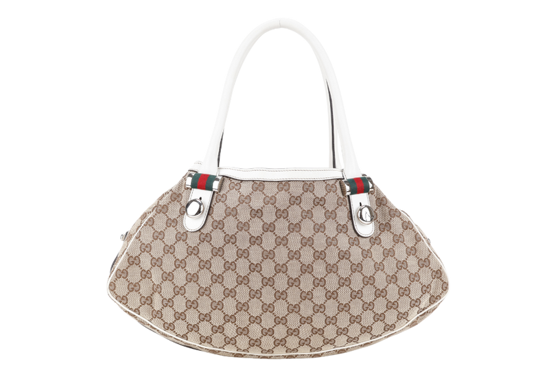 GUCCI ABBEY GG BROWN CANVAS SHOULDER TOTE WITH DUST COVER