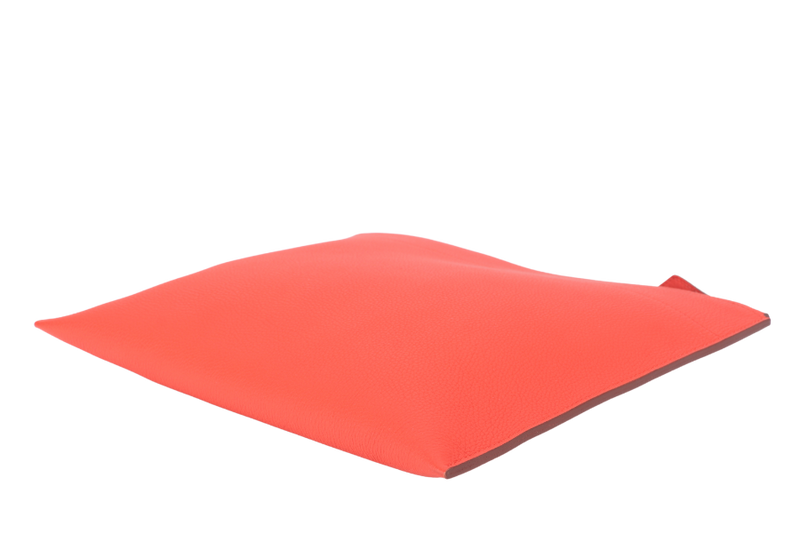 HERMES BAZAR CLUTCH EVERCOLOR POPPY ORANGE COLOR STAMP X (YEAR 2016) NO DUST COVER