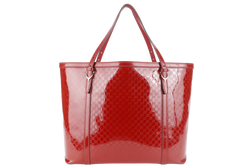 GUCCI RED MICROGUCCISSIMA ENAMEL TOTE BAG GOLD HARDWARE WITH DUST COVER