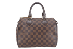 LOUIS VUITTON SPEEDY 25 DAMIER EBENE GOLD HARDWARE WITH KEYS&LOCK AND DUST COVER