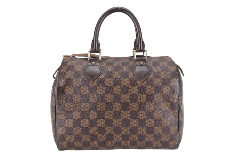 LOUIS VUITTON SPEEDY 25 DAMIER EBENE GOLD HARDWARE WITH KEYS&LOCK AND DUST COVER