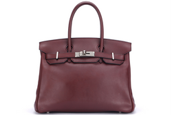 Hermes Birkin 30cm (Stamp M) Rouge H Color Swift Leather, Silver Hardware, with Keys, Raincoat & Dust Cover, no Lock