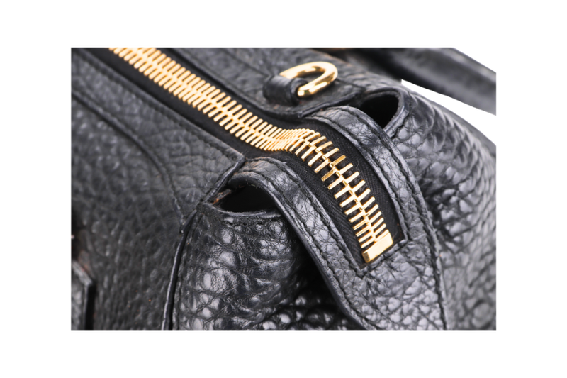 BURBERRY ORCHARD BOSTON BAG (ROSCROM215GRA) BLACK LEATHER GOLD HARDWARE WITH STRAP, KEY & LOCK, NO DUST COVER