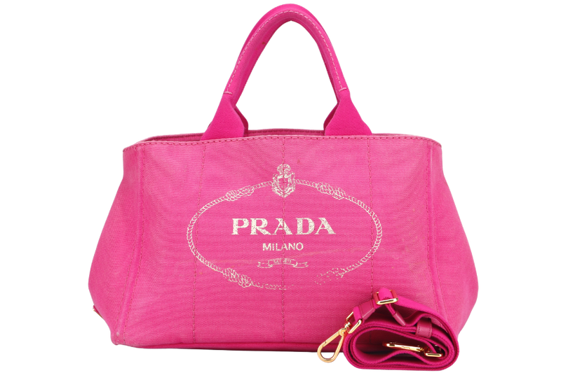 PRADA CANAPA TOTE PINK DENIM WITH STRAP NO CARD & DUST COVER