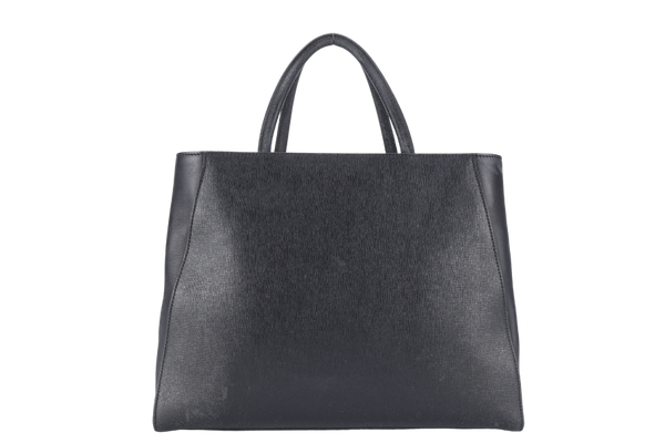 FENDI 8BH250-D7E 2JOURS ELITE TOTE MEDIUM BLACK VITELLO LEATHER GOLD HARDWARE WITH STRAPS, DUST COVER AND CARD