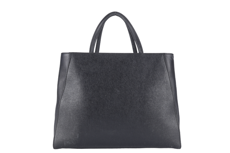 FENDI 8BH250-D7E 2JOURS ELITE TOTE MEDIUM BLACK VITELLO LEATHER GOLD HARDWARE WITH STRAPS, DUST COVER AND CARD