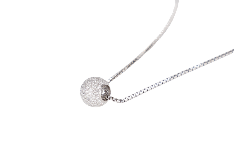 18K WG DIAMOND BALL NECKLACE 6G