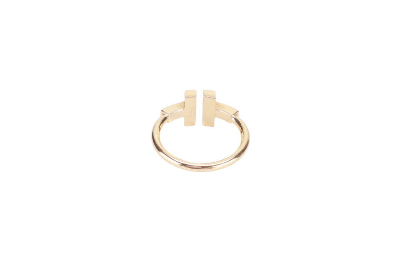 TIFFANY & CO. T WIRE RING MOP 18K YG 3.5G SIZE 5.5 WITH BOX