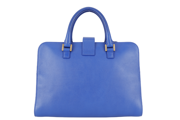 YVES SAINT LAURENT (YSL) SMALL CABAS ROYAL BLUE GOLD HARDWARE WITH STRAPS AND DUST COVER