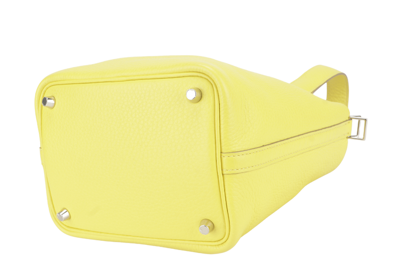HERMES PICOTIN 18 LIME CLEMENCE LEATHER SILVER HARDWARE STAMP Y (YEAR 2020) WITH LOCK, KEY AND DUST COVER