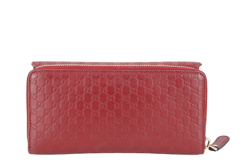 GUCCI GG SIGNATURE CONTINENTAL ZIP LONG WALLET GOLD HARDWARE WITH DUST COVER AND BOX