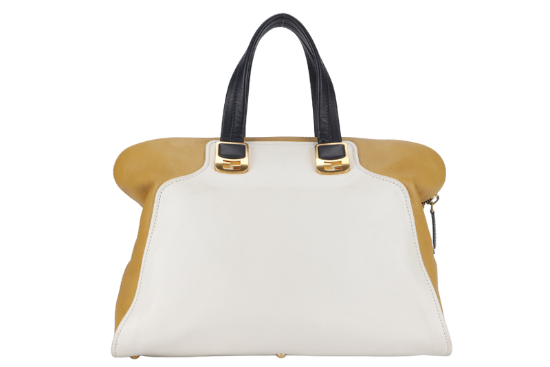 FENDI CHAMELEON LARGE TOTE BAG (8BL110-HQM) YELLOW WHITE GOLD HARDWARE WITH DUST COVER AND STRAP